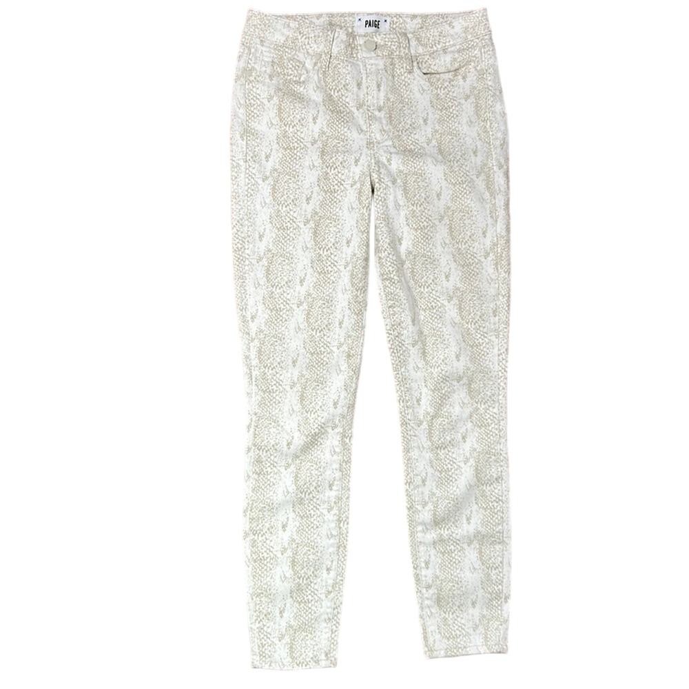 Women’s Paige Hoxton Ankle high waist skinny white snakeskin jeans size 28